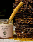 Flamingo Estate Organics California Native Mountain Wildflower Honey - Product shown next to honeycomb