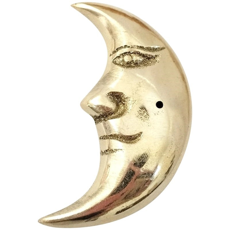 FERN Brass Incense Holder Moon with Face