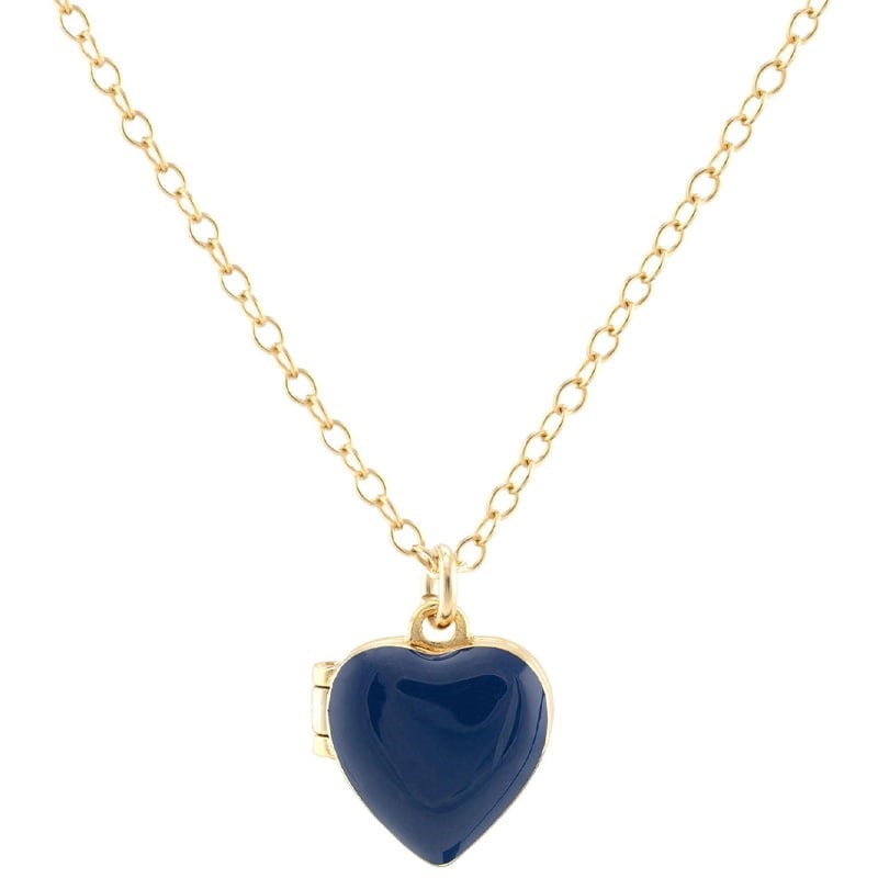 Kris Nations Enamel Heart Locket - Cobalt Blue