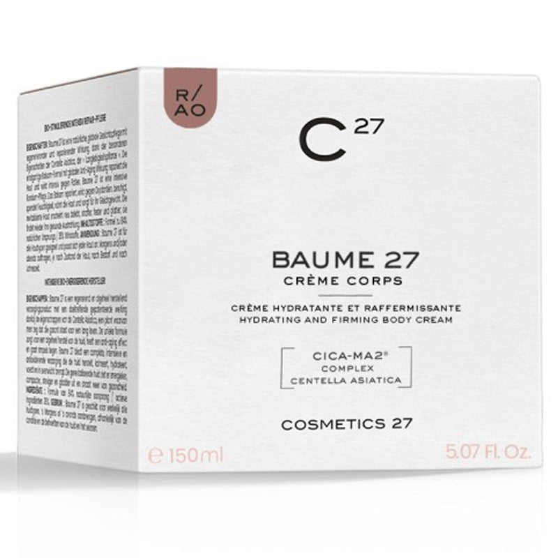 Cosmetics 27 Baume 27 Creme Corps Hydrating and Firming Body Cream- Front of product box shown