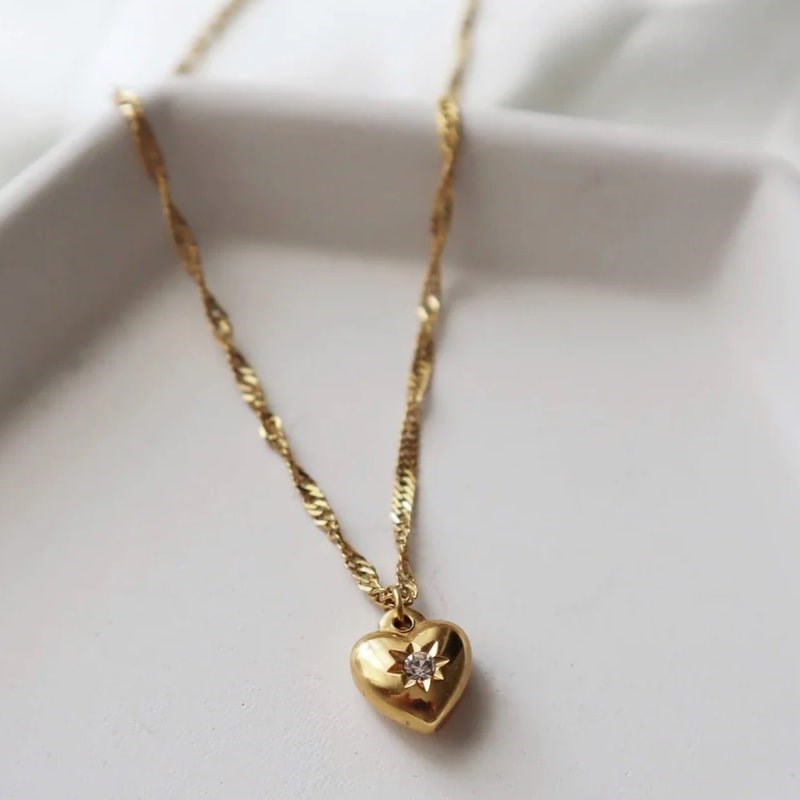 JESSA Jewelry Starry Heart Pendant Necklace