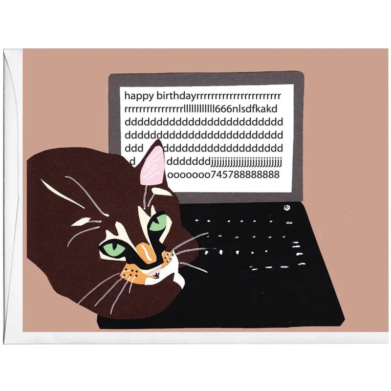Cat on Keyboard Birthday Greeting Card - Beautyhabit