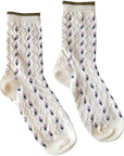 Tiepology Little Daisy Diamond Shape Socks - Ivory