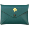 Mini Leather Pouch - Blue Teal Clover