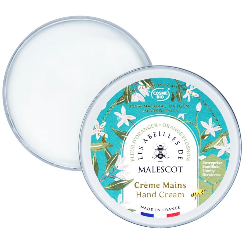 Les Abeilles de Malescot Honey Hand Cream - Orange Blossom- Product shown with lid off