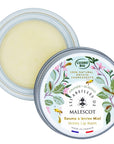 Les Abeilles de Malescot Honey Lip Balm - Almond - Product shown with lid off