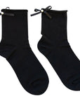Tiepology Romantic Ribbon Pearl Socks - Black (1 pair)