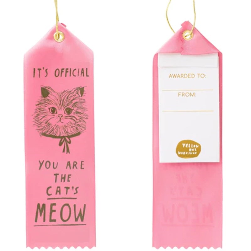 Yellow Owl Workshop Award Ribbon - Official Cats Meow - Front and back of product shown