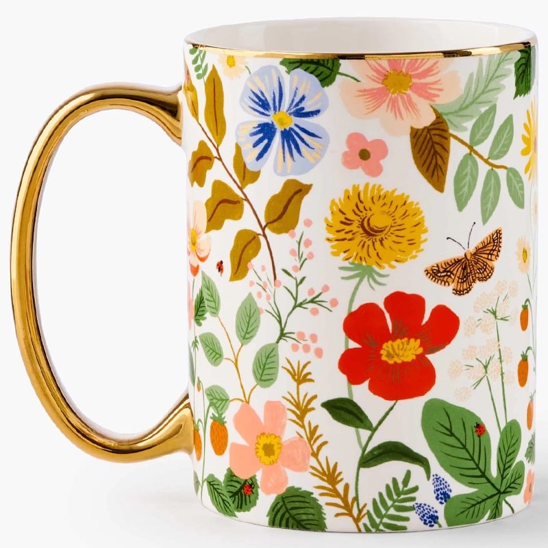 Rifle Paper Co. Strawberry Fields Porcelain Mug - Product shown on white background