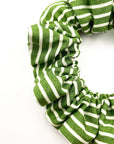 Kennedy Elise Green Striped Scrunchie - Closeup of product 