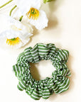 Kennedy Elise Green Striped Scrunchie - Beauty shot
