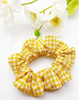 Kennedy Elise Yellow Houndstooth Scrunchie - Beauty shot