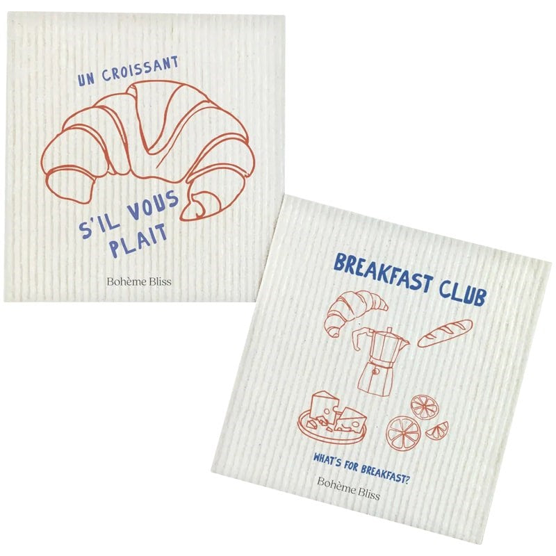 Boheme Bliss Breakfast Club, Un Croissant - Swedish Dish Cloth Set (2 pcs)